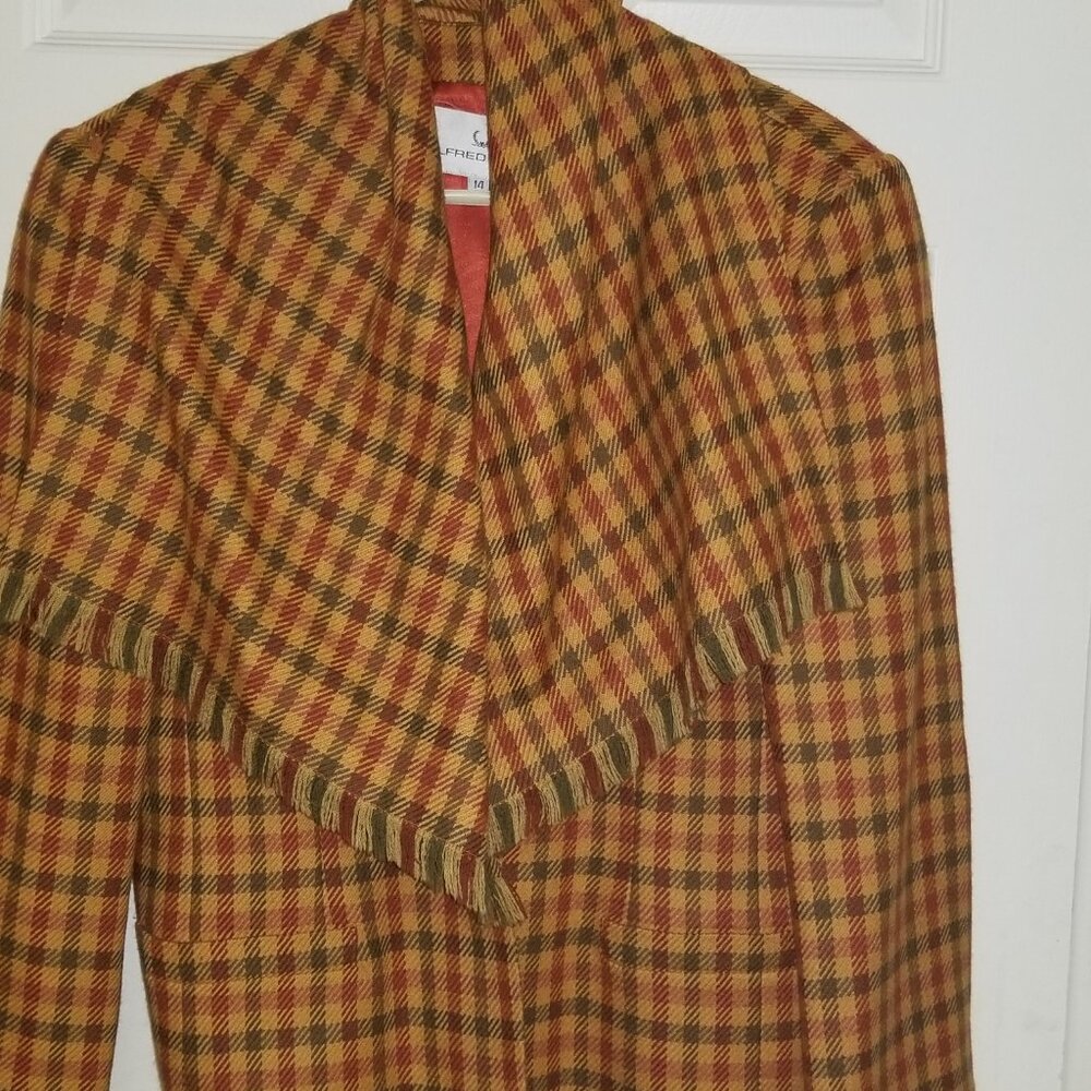 Vintage Alfred Sung Plaid Shawl Blazer in Size Medium